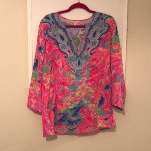 Lilly Pulitzer palm beach coral dinner T
